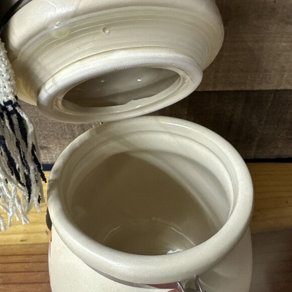 Pine Trail Ceramic Canister Snowman Hinged Lid Cookie Jar 12" tall 6" wide - Picture 8 of 8